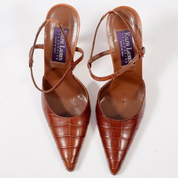 Ralph Lauren Purple Label Collection shoes 7 B crocodile alligator ankle strap - Picture 2 of 8